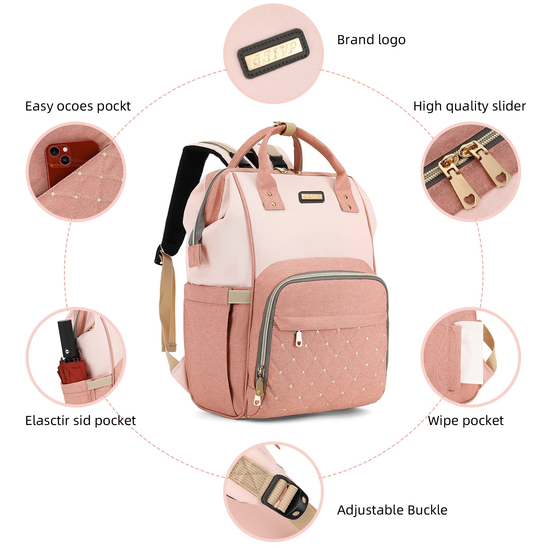 GAIVP Diaper Bag Backpack,Baby Bags for Mom and Dad Maternity Diaper Bag