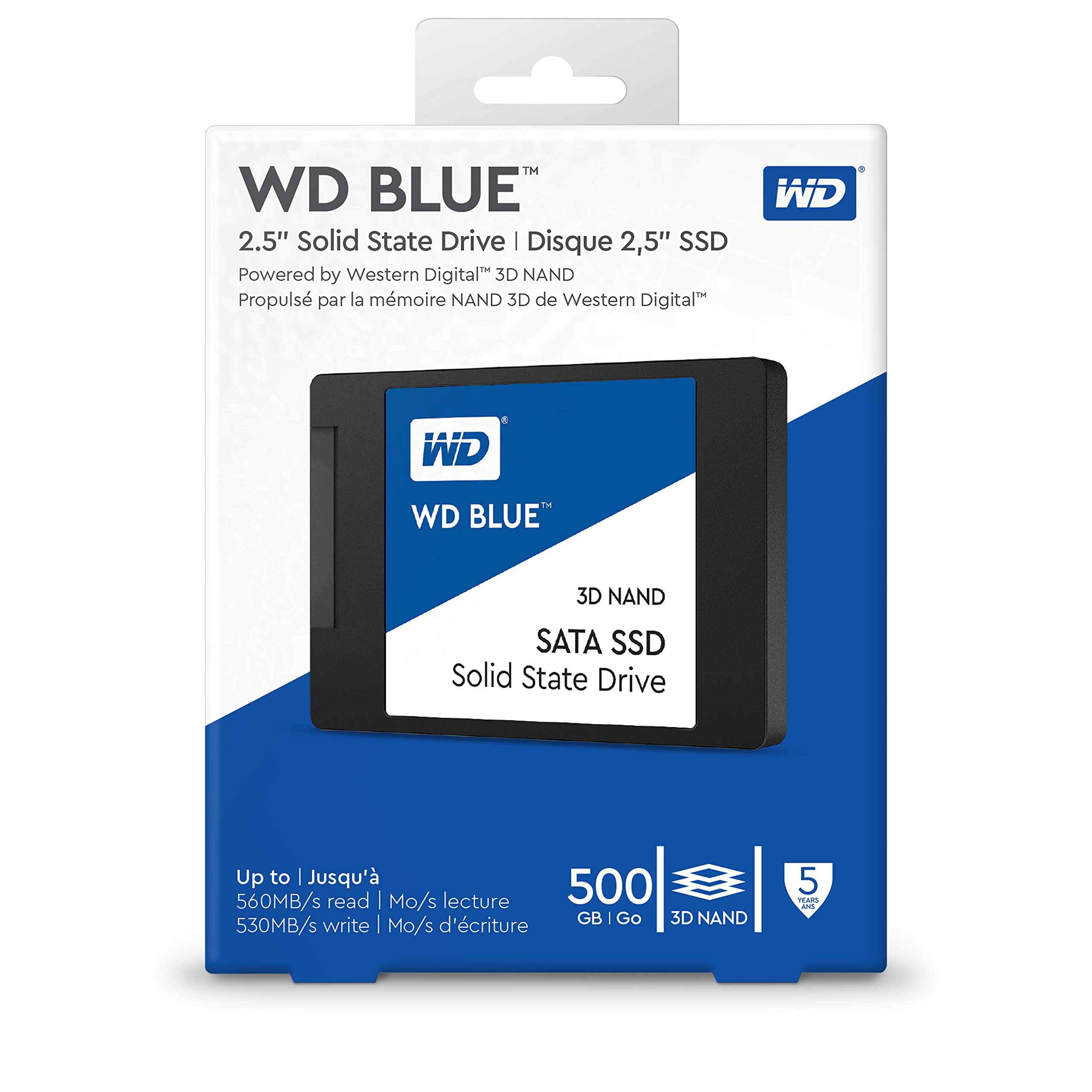 Western Digital 500GB WD Blue 3D NAND Internal PC SSD - SATA III 6 Gb/s, 2.5