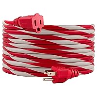 Philips Accessories Red/White, Philips 25 Ft. Outdoor Extension Cord, Use in Garage, Shed, Office or Home, Candy Cane, SPS1012CF/27