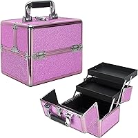 Ver Beauty 2-Tiers Extendable Trays Art Craft Supplies Storage Portable Box Tool Case Organizer Travel – VK002, Magenta Glitter