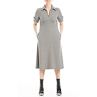 Max Studio Women's Double Knit Short Sleeve Collared Maxi Dress