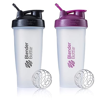 BlenderBottle Classic Shaker Bottle Perfect for Protein Shakes and Pre Workout, Colors May Vary, 28 Ounce (Pack of 2)