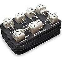 OREI 7 World Travel Adapter Plug Set Safe Grounded for Europe, Germany, Italy, S. Africa, China, Australia, UK, India and More