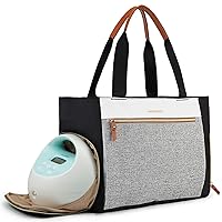 mommore Breast Pump Bag Diaper Tote Bag with 15 Inch Laptop Sleeve Fit Most Breast Pumps Like Medela, Spectra S1,S2, Evenflo