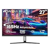 SANSUI 27 inch Gaming Monitor 165Hz 1ms Computer Monitor with Built-in Speakers FHD 1080P Adaptive Sync 100% sRGB DPx1 HDMIx2 Ports VESA Compatible, Tilt Adjustable(ES-G24F4FK HDMI Cable Included)