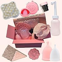 First Period Beginner’s Gift Set with Cups Pads Storage & Disposal Bags Peri Bottle - Zero Waste Kit for Sustainable Menstruation for young girls for school