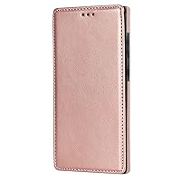 Case for Samsung Galaxy S23/S23 Plus/S23 Ultra,Flip PU Leather Case with Wrist Strap and Foldable in Built Stand, Shockproof Ultra Thin Wallet Case,Rose Gold,S23plus 6.6