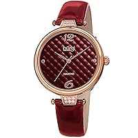 Burgi Leather Women's Watch - Smooth Leather Strap - Three Hand Movement with Unique Markers - Onion Crown - Round Analog Quartz - BUR222