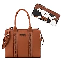 Wrangler Top Handle Handbag and Cow Print Wallet Set