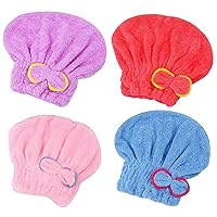 Hair Drying Cap 4PCS Super Absorbent Hair Towel Cap Quick Drying Microfiber Elastic Hair Towel Wrap for Women for Women Adults Girls for Hairdressing