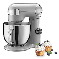 Cuisinart SMD-50BC Precision Pro 5.5-Quart Digital Stand Mixer With 12-Speeds, 3 Preprogrammed Food Prep Settings, Mixing Bowl, Whisk, Flat Mixing Paddle, Dough Hook, And Splash Guard, Silver Lining