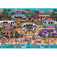Buffalo Games - Pun Fuzzles - Hawaiian Food Truck Festival - 300 Piece Jigsaw Puzzle for Adults Challenging Puzzle Perfect for Game Nights - Finished Size is 21.25 x 15.00