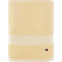 Tommy Hilfiger Modern American Solid Bath Towel, 30 X 54 Inches, 100% Cotton 574 GSM (Sunshine), Light Yellow