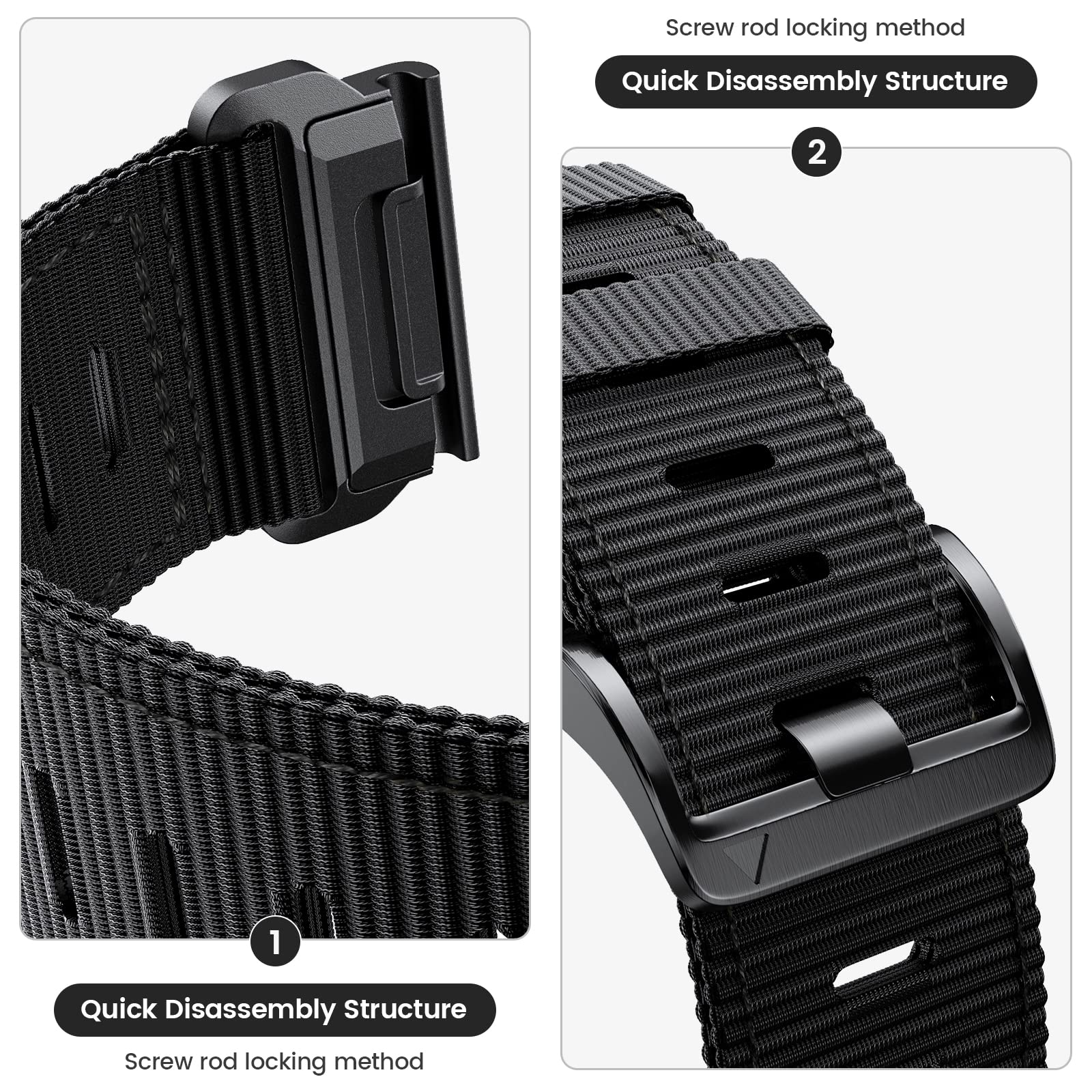 CUZOW Compatible with Fenix 6 watch band for Fenix 5/Fenix 7/Fenix 6 Pro/Instinct/Fenix 5 plus/Forerunner 965/Forerunner 945/Forerunner 745/Forerunner 935/Epix gen 2/,22mm Nylon Quickfit Watch Band,Black