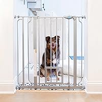 Carlson Extra Tall Walk Through Pet Gate with Small Pet Door, Includes 4-Inch Extension Kit, 4 Pack Pressure Mount Kit and 4 Pack Wall Mount Kit, Platinum, Gray