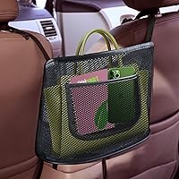 Car Mesh Organizer, Car Net Pocket Handbag Holder, Seat Back Net Bag, Barrier of Backseat Pet Kids, Cargo Tissue Purse Holder, Driver Storage Netting Pouch. (Black 2)