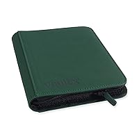 Vault X Premium Exo-Tec® Zip Binder - 4 Pocket Trading Card Album Folder - 160 Side Loading Pocket Binder for TCG (Green)