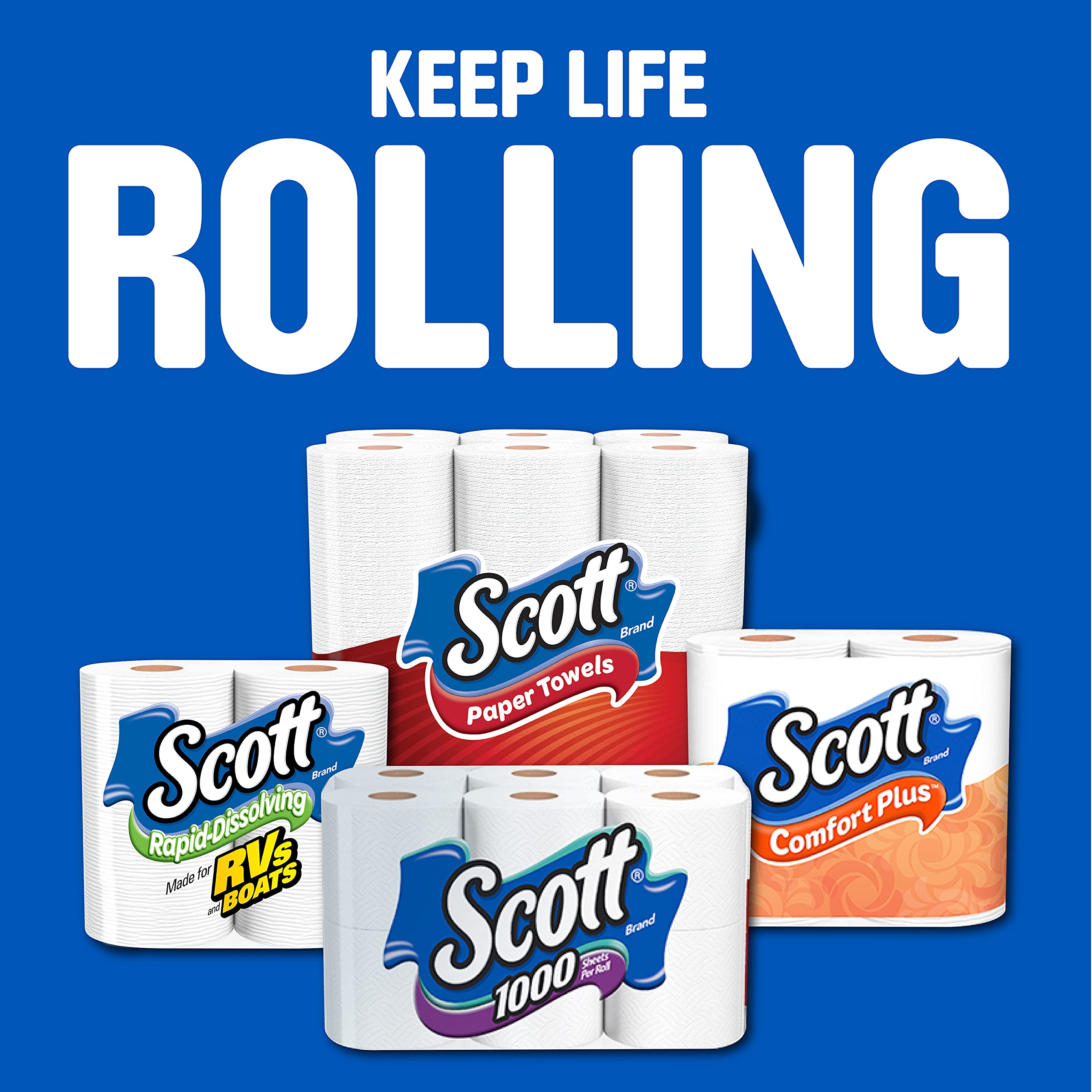 Scott Trusted Clean Toilet Paper, 32 Regular Rolls, Septic-Safe Toilet Tissue, 1-Ply Rolls