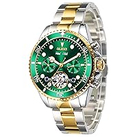 Men's Watches Automatic Mechanical Golden Luxury Dress Watch with Multifunction Calendar Dial Waterproof Watch