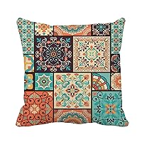 Throw Pillow Cover Colorful Patchwork Indian Ottoman Motifs Majolica Pottery Portuguese 18x18 Inches Pillowcase Home Decorative Square Pillow Case Cushion Cover