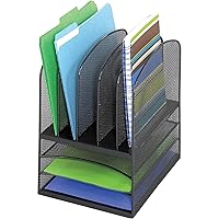 Safco Products 3266BL Onyx Mesh 5 Sorter, 3 Tray Desktop Organizer. Durable Steel Mesh Construction -3 Horizontal Trays. Multifunctional Use Ideal for Cubicles, Home Offices, Mail Rooms & Classroom