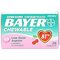 Bayer Chewable Low Dose Baby Aspirin Cherry 81 Mg 36-Count (Pack of 3)