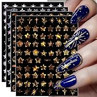 JMEOWIO 10 Sheets Moon Star Nail Art Stickers Decals Self-Adhesive Pegatinas Uñas Gold Silver Nail Supplies Nail Art Design Decoration Accessories
