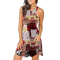 HiMONE Summer Dresses Sleeveless Sundresses for Women Casual Beach Petite Sun Dress with Pocket 2024 Trendy