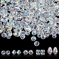 650 Pcs Crystal AB Beads Assorted Glass Beads Clear Shiny Faceted Beads Round Beads for Jewelry Making DIY Craft Necklace Bracelet Earring Kit