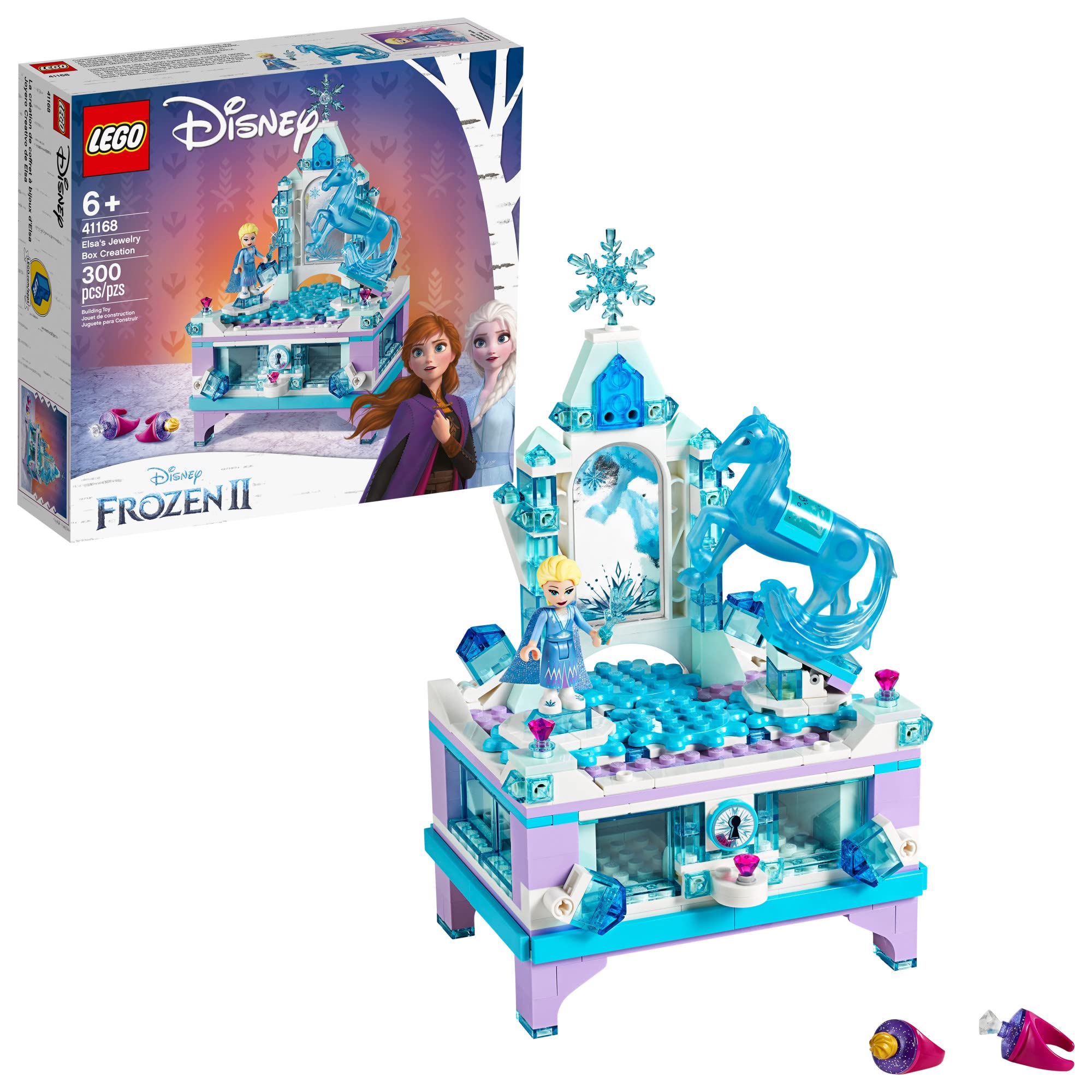 LEGO Disney Frozen 2 Elsa's Jewelry Box Creation 41168, Collectible Frozen Toy with Princess Elsa Mini-Doll and Nokk Figure, Kids Can Build a Jewelry Box with Lockable Drawer & Mirror, Disney Gift