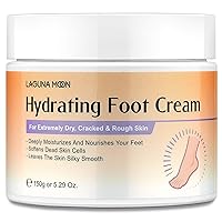Lagunamoon Foot Cream for Dry Cracked Feet - Urea, Vitamin E & Hyaluronic Acid Foot Moisturizer for Dry Skin, Rough, Calloused, Cracked Feet Repair and Soften, Non-Greasy & Fast Absorbing (5.3 oz)