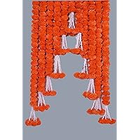 THE ART BOX Marigold Garland Pack of 5 Pcs - 5 Feet Each, Orange Diwali Decorations Wedding Decorations Artificial Flowers Fake Flowers Fall Faux Garland Christmas DIY Decor Flower Garland Strands