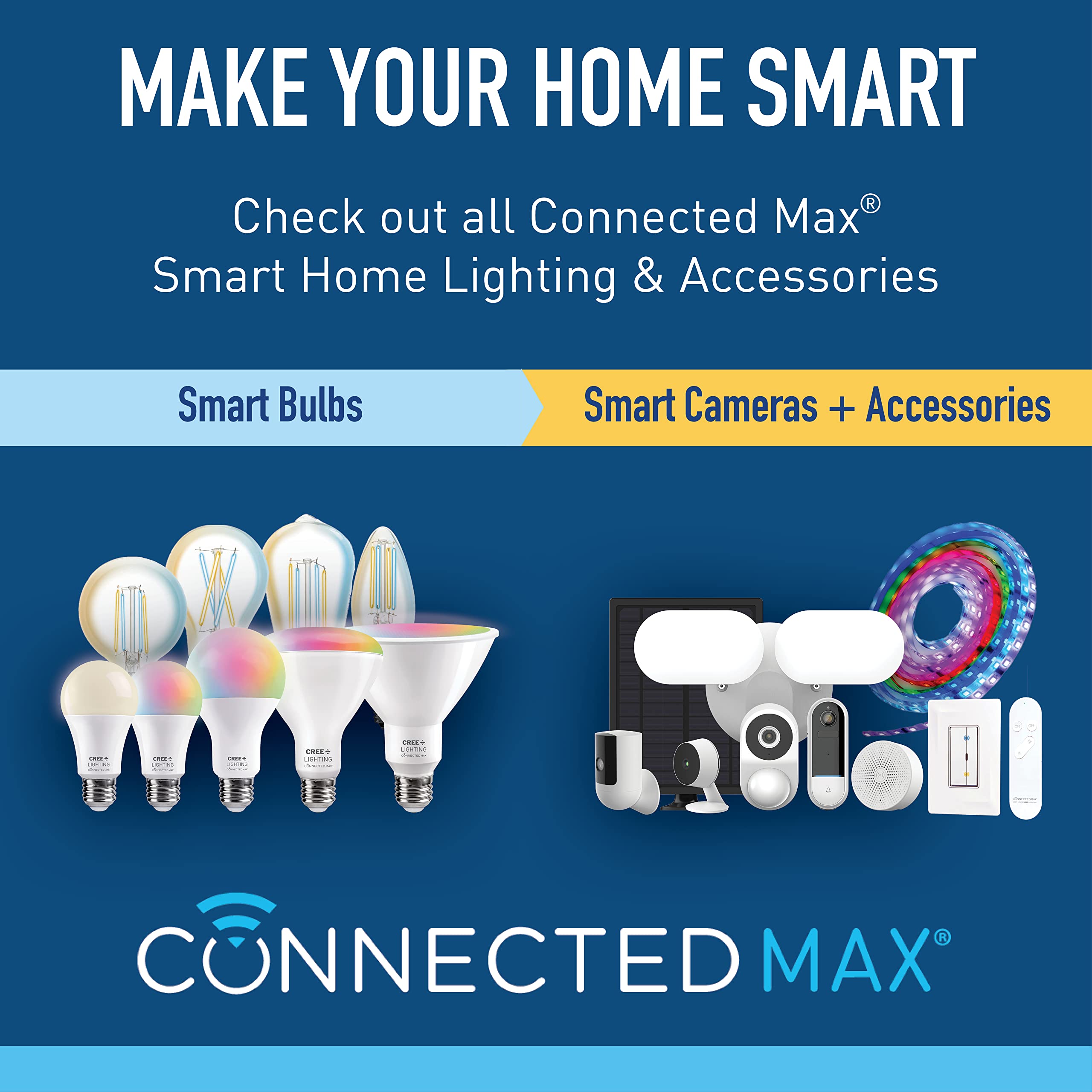 Cree Lighting Connected Max Smart Led Bulb Par38 Outdoor Flood Tunable White + Color Changing, 2.4 Ghz, Compatible With Alexa And Google Home, No Hub Required, Bluetooth + Wifi, Pack of 4
