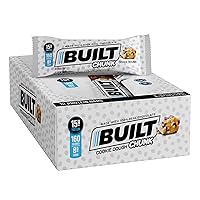 BUILT Protein Bars, Cookie Dough Chunk Puff, 12 count, Protein Snacks with 15g of High Protein, Collagen, Chocolate Protein Bar with only 160 calories & 8g sugar, Perfect On The Go Protein Snack