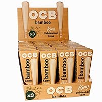 OCB Bamboo Pre-Rolled King Size Cones, 4.29 Inch / 109mm (96 Total Cones) Ultra-Thin Natural Rolling Papers with Tips - Slow Burning, 100% Bamboo Fibers, Natural Acacia Gum