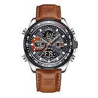 Naviforce Men's Military Digital Watches Analogue Quartz Watch Waterproof Sports Multifunction Leather Watch
