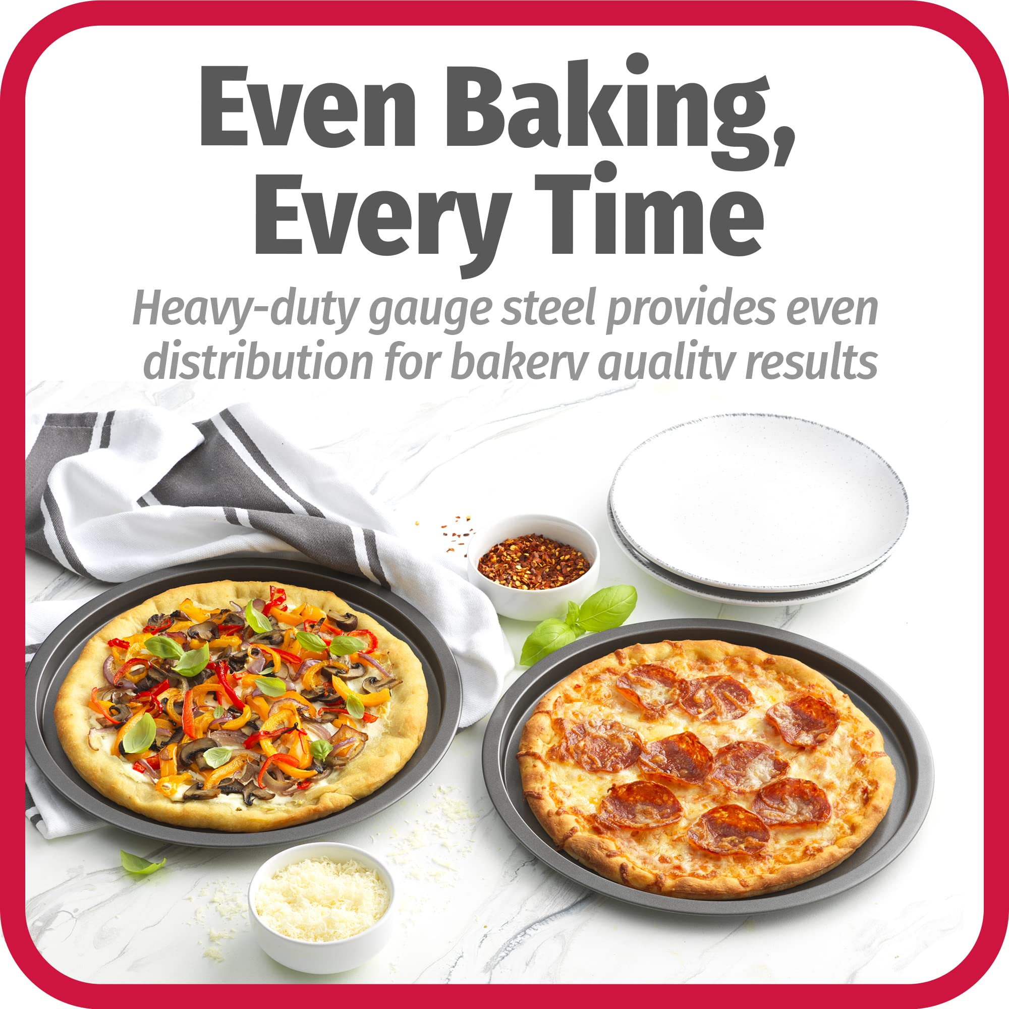 GoodCook Nonstick Personal Pizza Pans, Set of 4, Gray