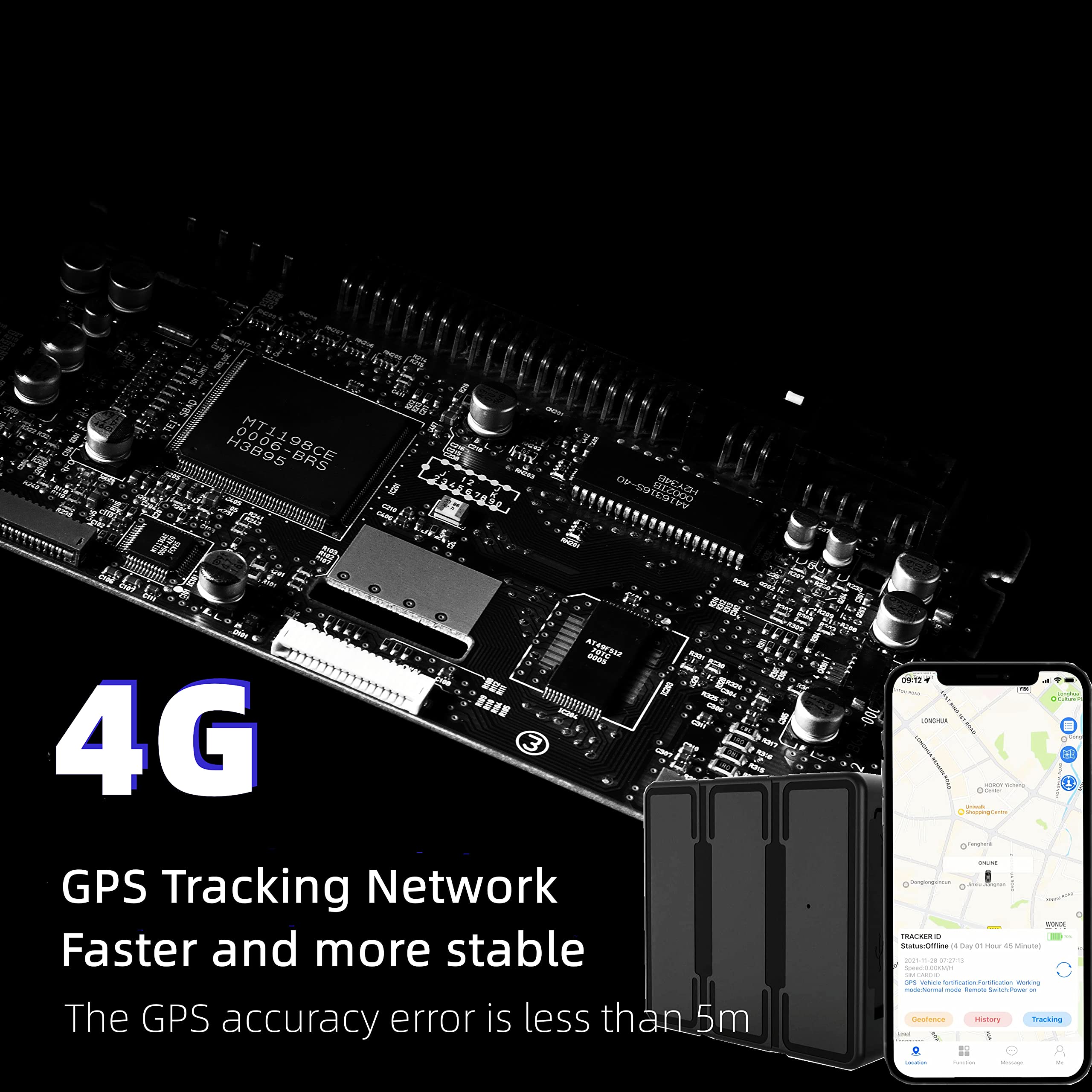 GPS Tracker for Vehicle, Car, Kids, Dogs, Motorcycle,8000mAh Rechargeable Battery 4g GPS Tracker,Geo-Fence,Remote Anti Theft 10S Instant Updates Full Global Coverage Monthly Fee Required
