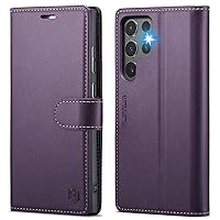 for Samsung Galaxy S24 Ultra Wallet Case with RFID Blocking Credit Card Holder, PU Leather Folio Flip Kickstand Protective Shockproof Cover Women Men for Samsung S24Ultra Phone case(Purple)