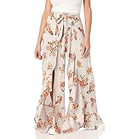 Angie Women's Floral Ruffle Wrap Pant with Slits