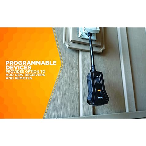Woods 50125WD Outdoor Indoor Wireless Remote Control Outlet Kit, Electrical Plug In Remote Light Switch, Features 1 Grounded Outlet with a Pairable Remote, CSA Rated, FCC Compliant, Black
