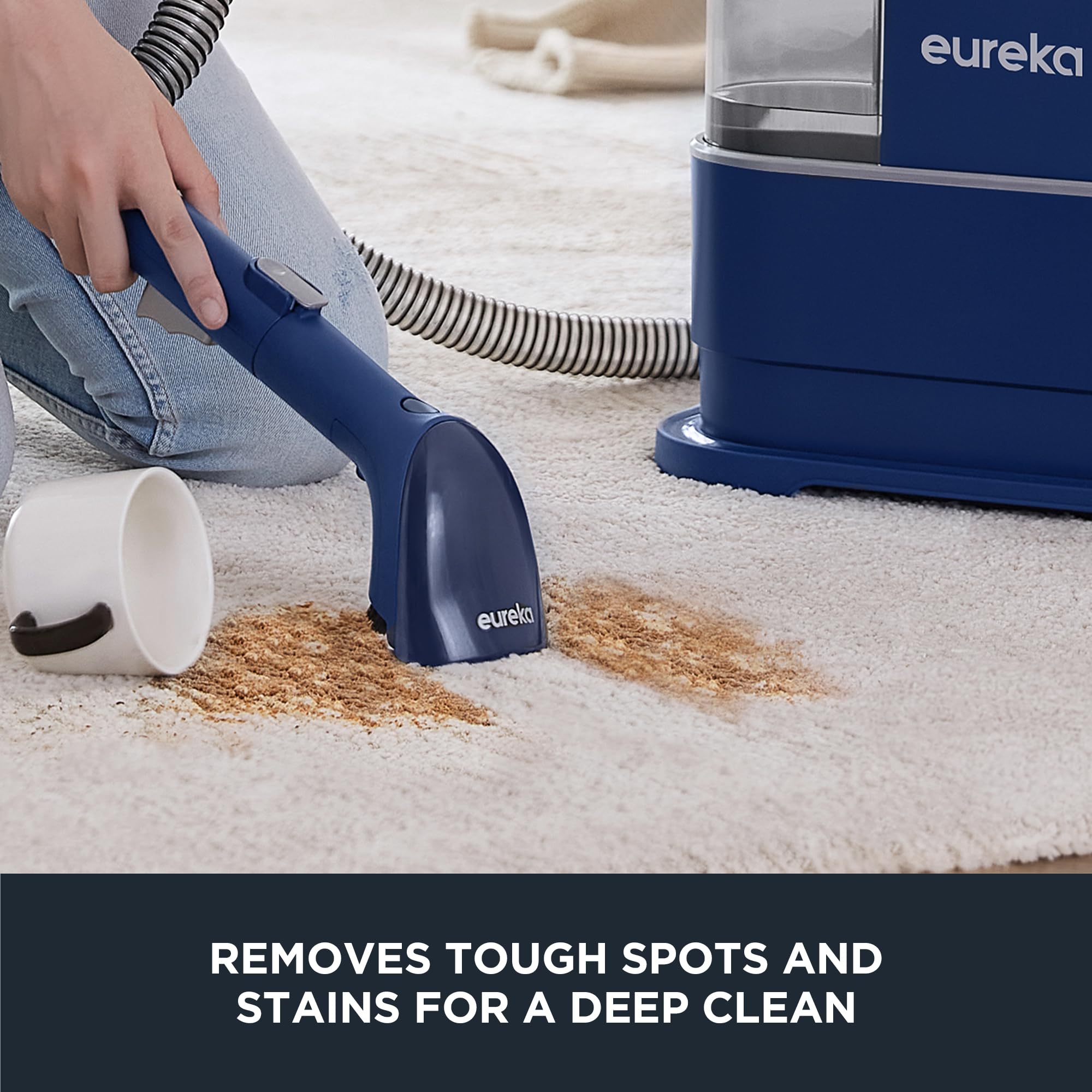 EUREKA Portable Carpet and Upholstery Cleaner, Spot Cleaner for Pets, Stain Remover for Carpet, Area Rugs, Upholstery, Coaches and Car, 50.7oz Large Water Tank, NEY100 with Cleaning Formula, Blue