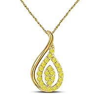 14k Yellow Gold Plated Alloy 0.25 ct Round Cut Yellow Sapphire Drop Pendant Necklace with 18'' Chain