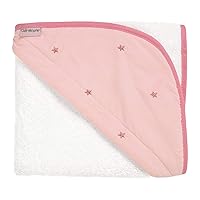 Clair de Lune Lullaby Stars Cotton Hooded Baby Towel, Blush Pink