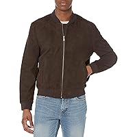 Cole Haan Men's Ribbed Knit Collar Suede Jacket