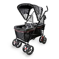 Summer Infant 3Dlite Wagon Convenience Stroller - Lightweight Stroller Wagon for Infants and Toddlers, Red and Black