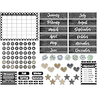 Schoolgirl Style Simply Stylish Bulletin Board Set―Calendar, Monthly Headers, Days of the Week, Seasons, Weather, Special Occasions, Birthdays (100 pc)