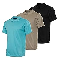 3 Pack: Men's Quick-Dry Short Sleeve Athletic Performance Polo Shirt (Available in Big & Tall)