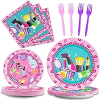 gisgfim 96 Pcs Spa Birthday Party Plates Napkins Supplies Set Spa Party Tableware Paper Dinnerware Decorations Favors for girls for Spa Birthday Party Baby Shower for 24 Guests