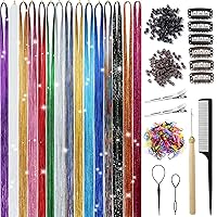 Hair Tinsel Kit With Tools 15 Colors 3300 Strands Tinsel Hair Extensions Fairy Hair Tinsel Heat Resistant Glitter Hair Extensions Sparkling Shiny Hair Tensile for Women Girls Kids (15 Colors)